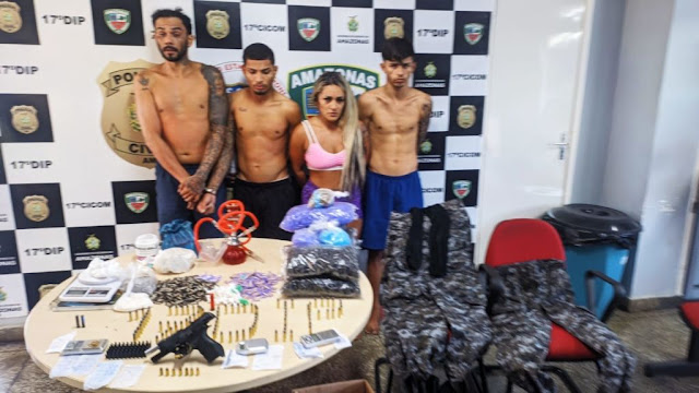 Você está visualizando atualmente Espia…Quarteto criminoso é preso com drogas, armas e uniforme da Rocam no Jorge Teixeira