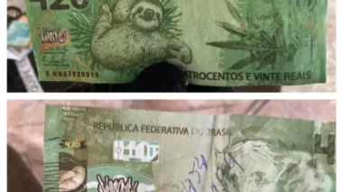 Repara: PF apreende ‘cédula’ de R$ 420 com desenhos de maconha e bicho-preguiça estampados