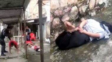 Jovem com pés e mãos amarradas é salva pela polícia no centro de Manaus; vídeo