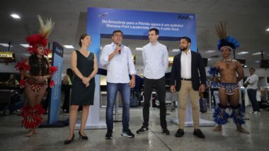 Wilson Lima destaca avanços no turismo do Amazonas durante inauguração do voo da Azul entre Manaus e Fort Lauderdale