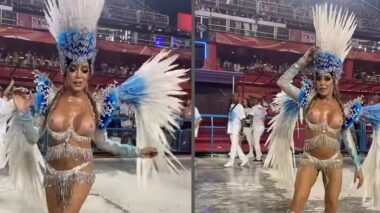 Marido termina casamento com Mulher Abacaxi após ela desfilar com seios de fora na Sapucaí