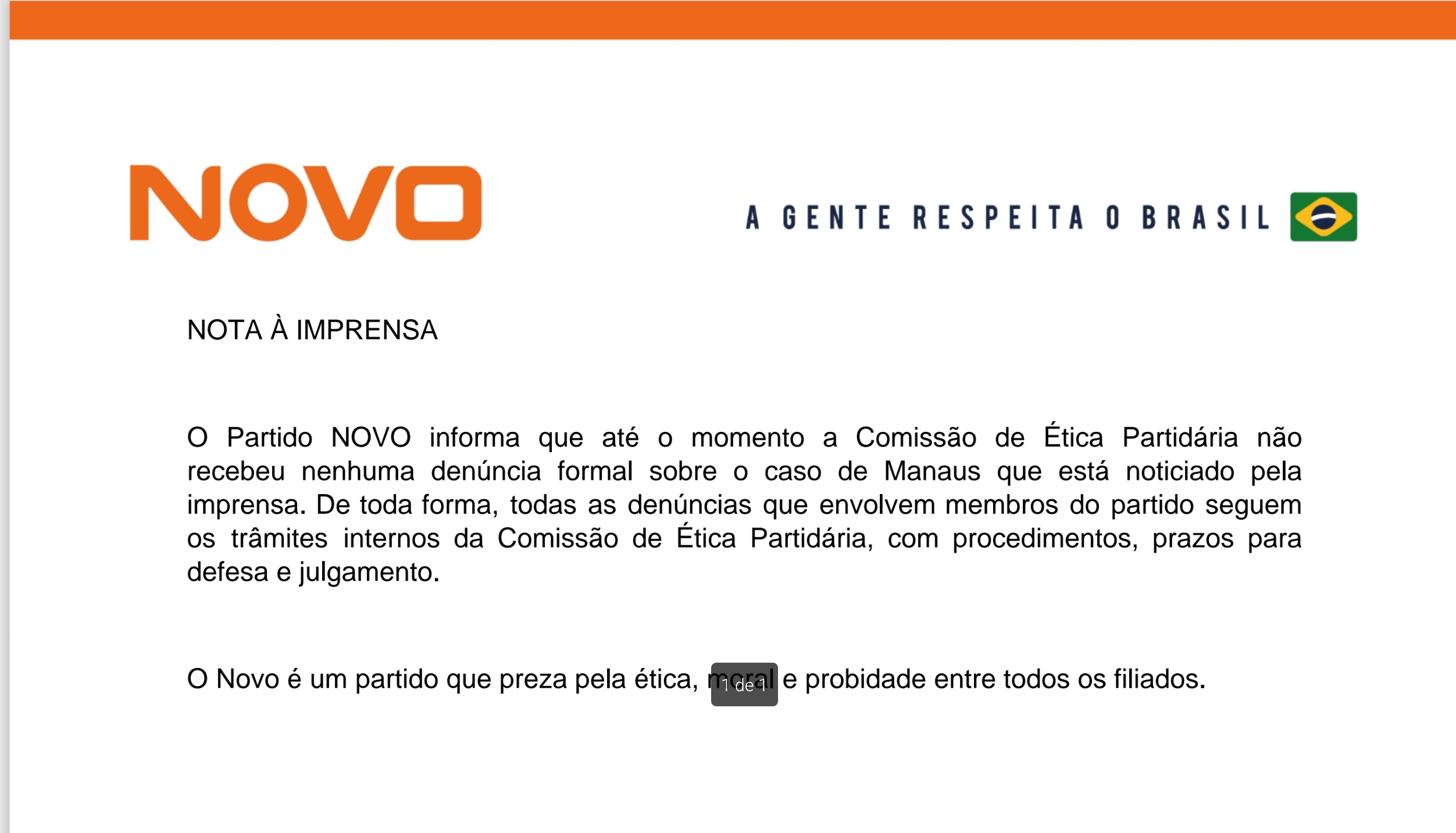 Você está visualizando atualmente É falsa a notícia de que partido Novo pede expulsão de Maria do Carmo em Manaus