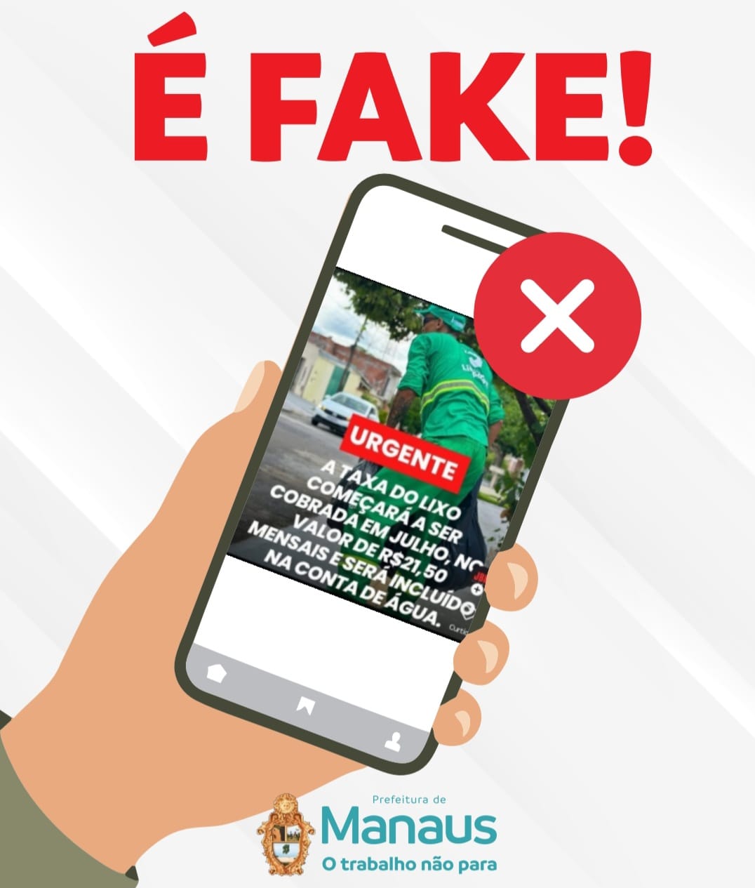 No momento, você está visualizando Prefeitura esclarece que informação que circula nas redes sobre cobrança de ‘taxa de lixo’ em Manaus é falsa