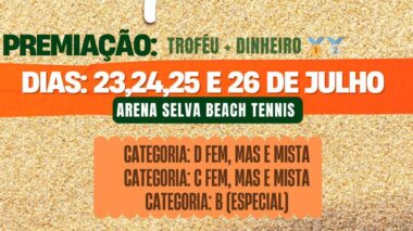 Torneio de beach tennis promete agitar Manaus nos dias 23,24,25 e 26 de julho