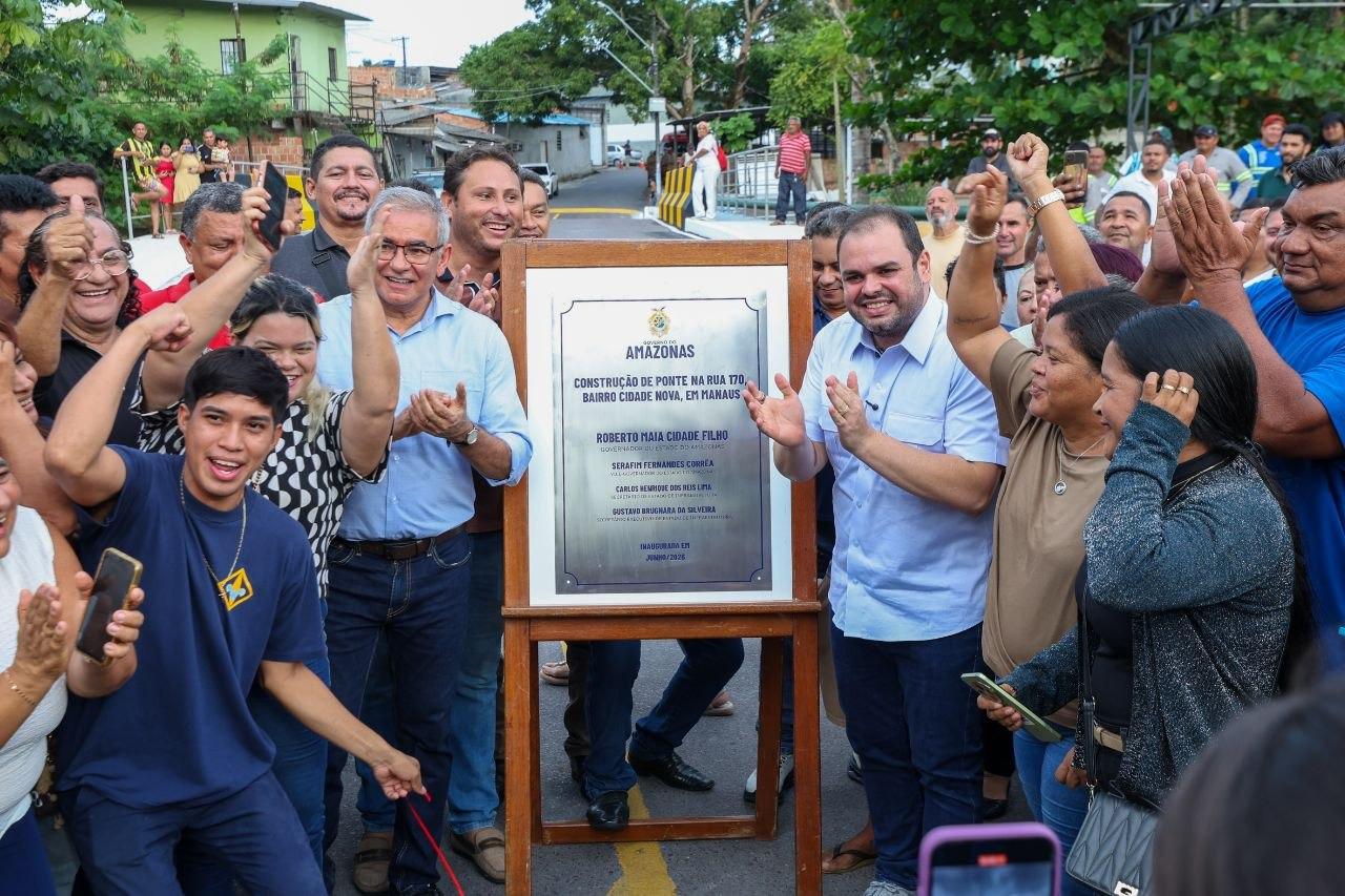 No momento, você está visualizando Governador Roberto Cidade inaugura mais uma ponte do Programa Estadual de Construção de Pontes, para integração viária de Manaus
