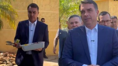 Flávio Bolsonaro serve churrasco a jornalistas e detona decisão de Moraes